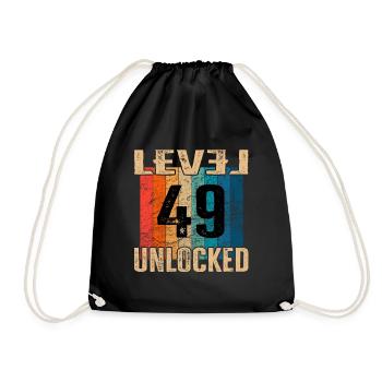 Birthday Happy Birthday Level Unlocked 49 years - Drawstring Bag - black - Front