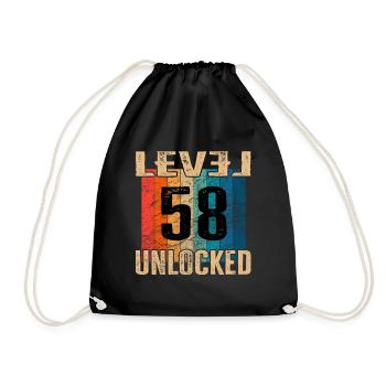 Birthday Happy Birthday Level Unlocked 58 years - Drawstring Bag - black - Front