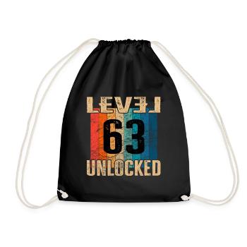 Birthday Happy Birthday Level Unlocked 63 years - Drawstring Bag - black - Front