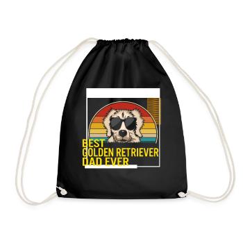 Best Golden Retriever Dad Ever T Shirt - Drawstring Bag - black - Front