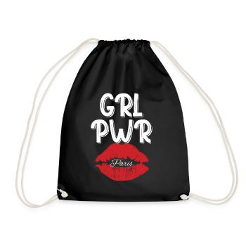Women Paris Kissmund Eiffel Tower - Drawstring Bag - black - Front