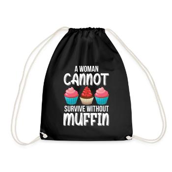 Muffin without can not woman - Drawstring Bag - black - Front