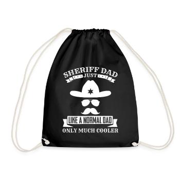 Sheriff's father much cooler than a normal one - Drawstring Bag - black - Front