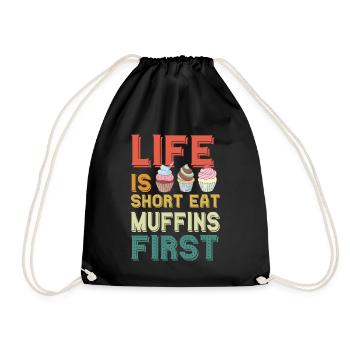 Les premiers muffins mangent des pâtisseries sucrées - Sac de sport léger - noir - Devant