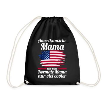 Amerikanerin AmerikanischeMama Amerikaner Mutter U - Turnbeutel - Schwarz - Vorne