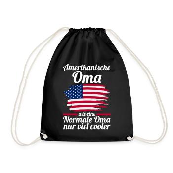USA Amerikanerin AmerikanischeOma Amerikaner - Turnbeutel - Schwarz - Vorne