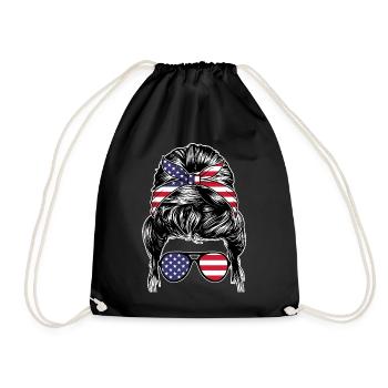 USA America American - Drawstring Bag - black - Front