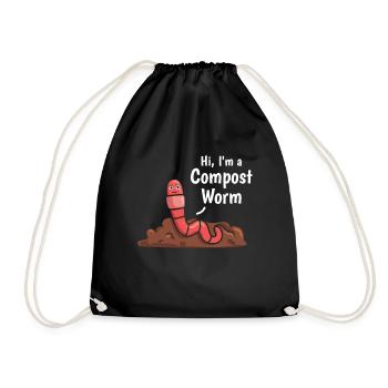 Hello I'm a compost worm Nice compost worm - Drawstring Bag - black - Front