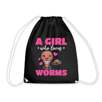 Compost Worm Cute Worm - Ein Mädchen, das Würmer - Turnbeutel - Schwarz - Vorne