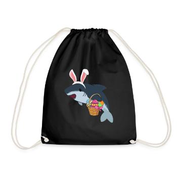 Easter Shark Shark with Easter Egg in basket - Drawstring Bag - black - Front