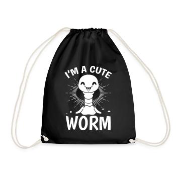 Worm Farming Funny compost worm I am a - Drawstring Bag - black - Front