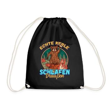 Echte Kerle Schlafen Draußen - Campen Zelten Natur - Turnbeutel - Schwarz - Vorne