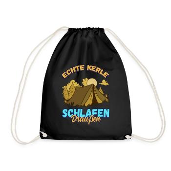 Echte Kerle Schlafen Draußen - Campen Zelten Natur - Turnbeutel - Schwarz - Vorne
