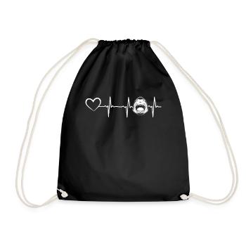 Sharkfish Heartbeat Shark Heartbeat Shark Large - Drawstring Bag - black - Front