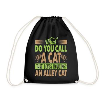 What Do You Call A Cat That Loves Bowling? - Jokes - Drawstring Bag - black - Front