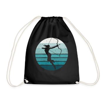 Archery Bow Archer Girl Retro - Drawstring Bag - black - Front