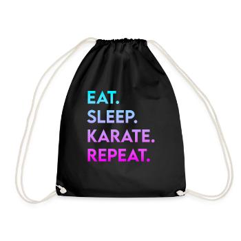 eat sleep karate repeat - Drawstring Bag - black - Front