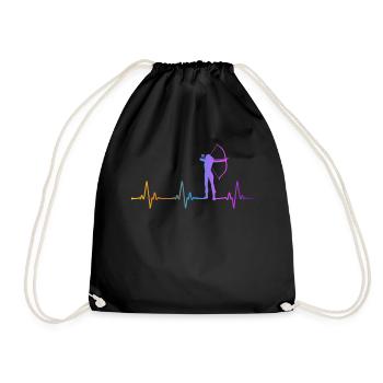 Archery Bow Archer Girl Heartbeat - Drawstring Bag - black - Front