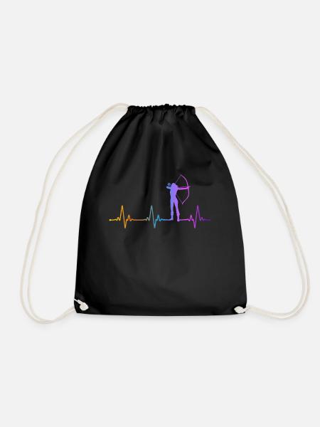 Archery Bow Archer Girl Heartbeat - Turnbeutel - Schwarz