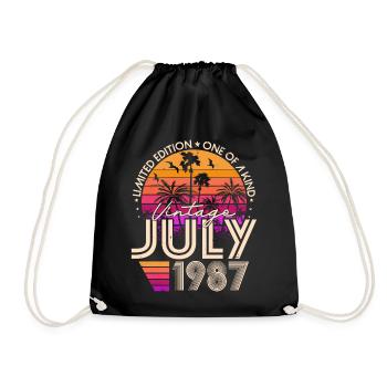 Juli 1987 Vintage Jahrgang Retro Geburtstag - Turnbeutel - Schwarz - Vorne