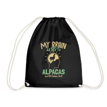 My Brain is 95% Alpacas Lama Huacaya Pako Alpaka - Turnbeutel - Schwarz - Vorne