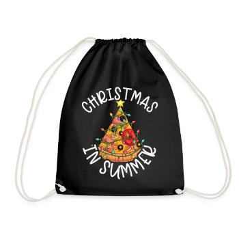 Pizza Christmas In Summer Tropical - Drawstring Bag - black - Front