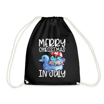 Elves Merry Christmas In July Tropical - Drawstring Bag - black - Front