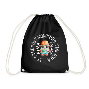 Beach Dwarf Christmas Cocktail Pina - Drawstring Bag - black - Front