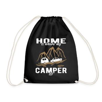 Camping Home Caravan - Drawstring Bag - black - Front