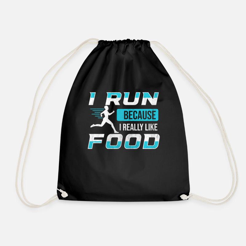 I Run Because I Really Like Food Lustiges Läufer - Turnbeutel - Schwarz