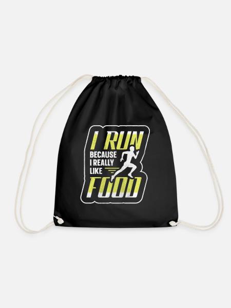 I Run Because I Really Like Food Lustiges Läufer - Turnbeutel - Schwarz