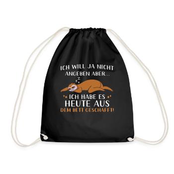 Faultier Geschenk Faultier Sprüche - Turnbeutel - Schwarz - Vorne