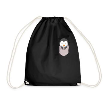 Pinguin Liebe Pocket Pinguine - Turnbeutel - Schwarz - Vorne