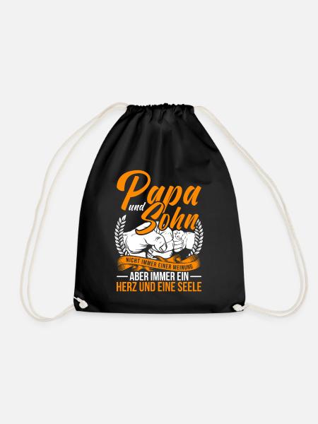 Papa und Sohn Spruch Vater Sohn Partnerlook - Turnbeutel - Schwarz