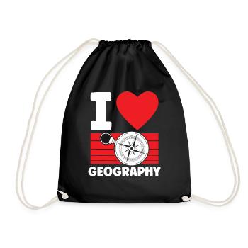 I love Geography Geography Profession Geography - Drawstring Bag - black - Front