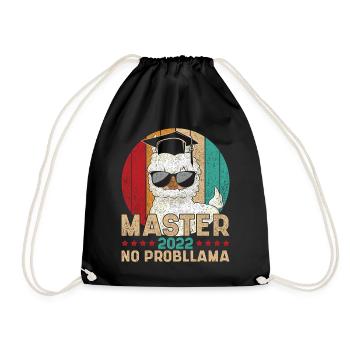 Vintage Master 2022 No Probllama Saying Master - Drawstring Bag - black - Front