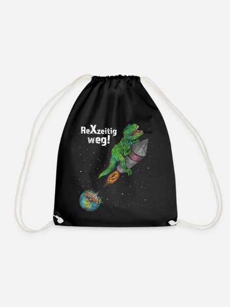 Klimaschutz Umwelt No Planet Dino T-Rex - Turnbeutel - Schwarz