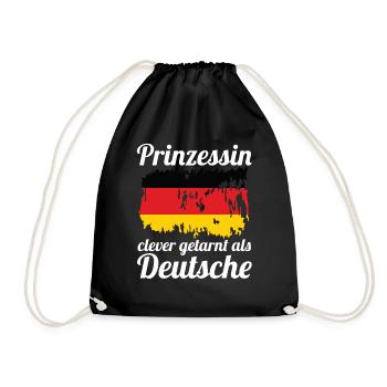 Prinzessin Deutscher Deutsches Deutschland - Turnbeutel - Schwarz - Vorne