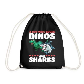 Dinosaure Grand Requin Blanc Un garçon qui dinos - Sac de sport léger - noir - Devant