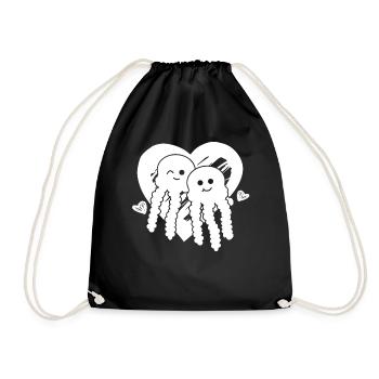 Jellyfish Heart Jellyfish Heart Jellyfish Jellyfish - Drawstring Bag - black - Front
