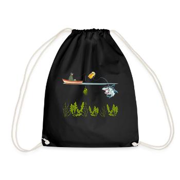 Drôle de pêcheur Requin Pêcheur Grand Requin Blanc - Sac de sport léger - noir - Devant