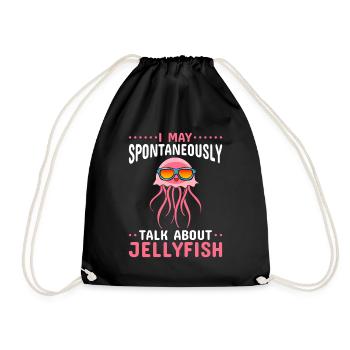 I can talk spontaneously about jellyfish - Drawstring Bag - black - Front
