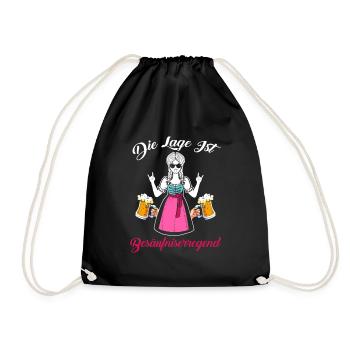 Die Lage Ist Besäufniserregend Dirndl Bier Saufen - Turnbeutel - Schwarz - Vorne