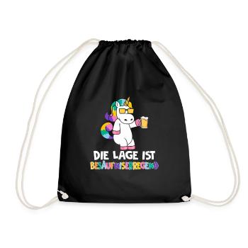 Die Lage ist besäufniserregend Einhorn - Turnbeutel - Schwarz - Vorne