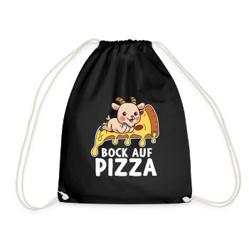 Bock Auf Pizza - Turnbeutel - Schwarz - Vorne
