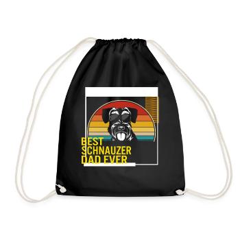 Best Schnauzer Dad Ever T Shirt - Drawstring Bag - black - Front