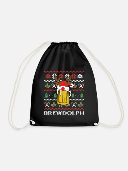 Brewdolph Santa Claus Rentier Urlaub - Turnbeutel - Schwarz