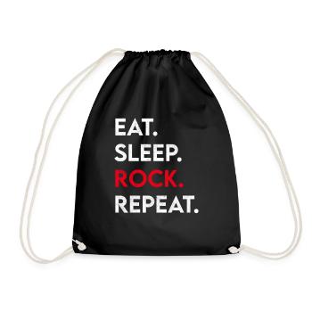 eat sleep rock repeat - Drawstring Bag - black - Front