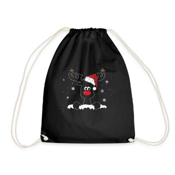 Weihnachtsbeleuchtung Rentiere Weihnachtsmann Rentier - Turnbeutel - Schwarz - Vorne