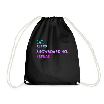 eat sleep snowboarding repeat - Drawstring Bag - black - Front